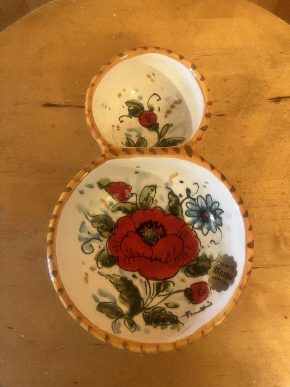 ITALIAN FIRENZE CERAMICHE MULTI-COLORED FLOWERS DISH (6090)